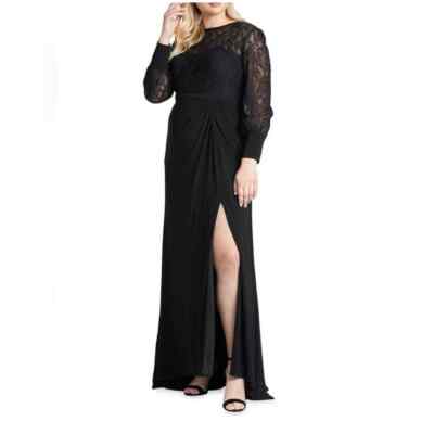 green emerald velvet dress Embellished Long Sleeve Faux Wrap Gown (Plus) main image 0
