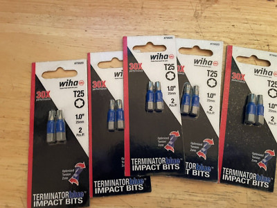 (10) Pcs T25 1'' Torx Terminator Insert Bit 10 PCS Wiha 70020
