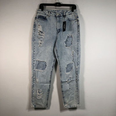 Refuge Denim Classic High Rise Mom Jean, Women's Size 7 - Light Blue