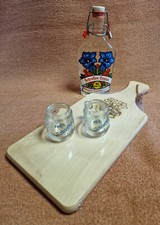 SCHROFFEN - ENZIAN Schnaps Glas Gl&auml;ser Brett Brotzeit Holzbrett