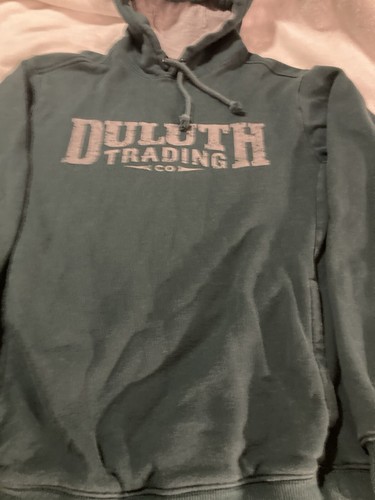 Duluth trading company Hoodie Spell Out Green Sweatshirt Pockets Size Small - Picture 7 of 17