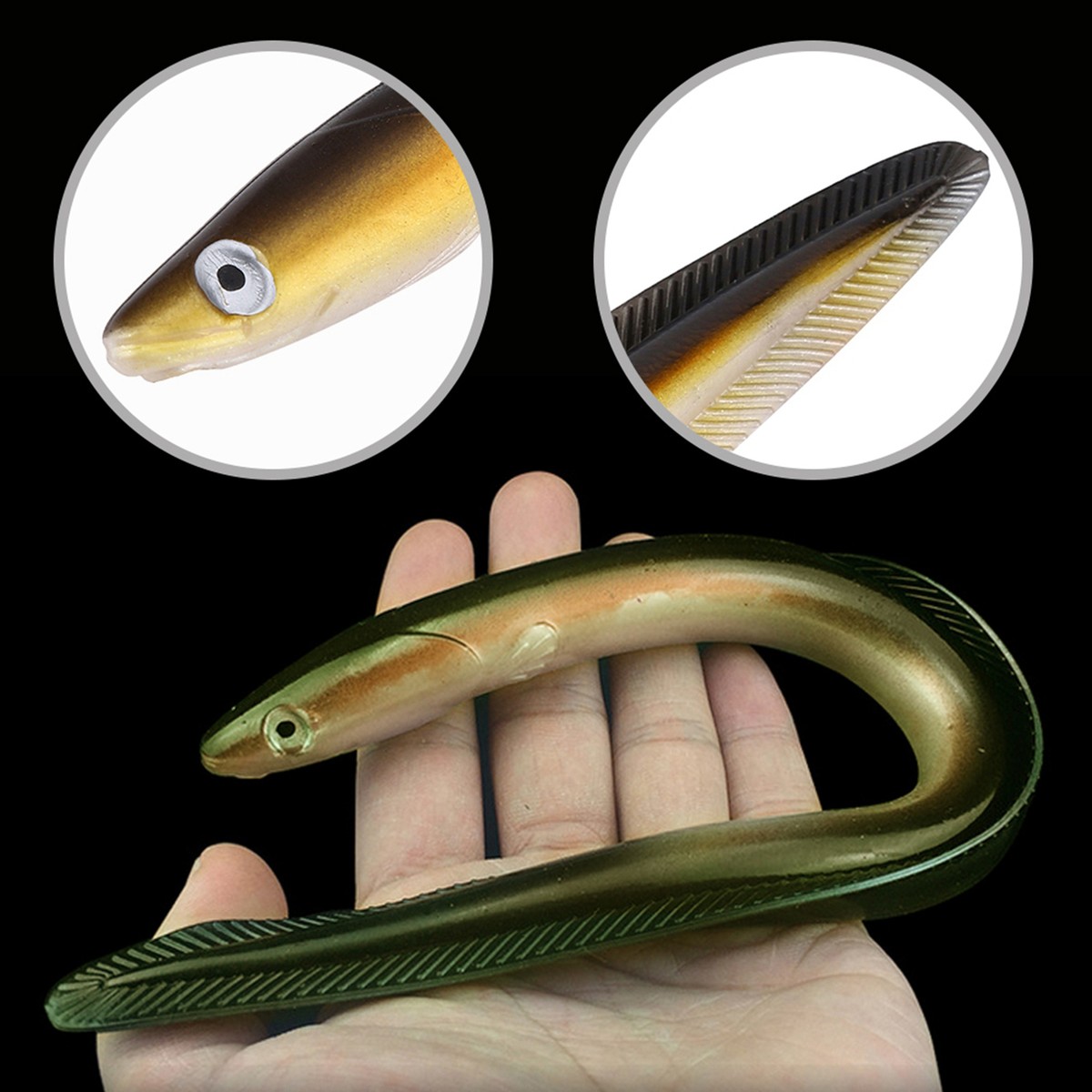 1PC Big Soft Eel Shaped PVC Fishing Simulation Artificial Swimming Bait CH  | eBay