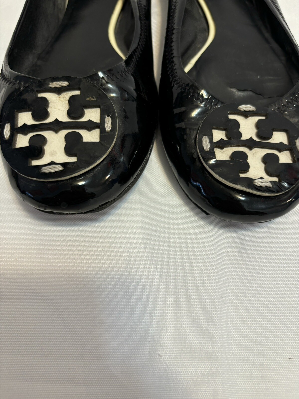 Tory Burch Black Leather Ballet Ivory Logo Flats Shoes Women’s Size 6 thumbnail 2