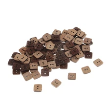 100pcs Wooden Square Button Coconut Shell Sewing Buttons for Shirts Sweaters