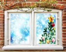 3D Shiny O348 Christmas Window Film Print Sticker Cling Stained Glass Xmas Fa
