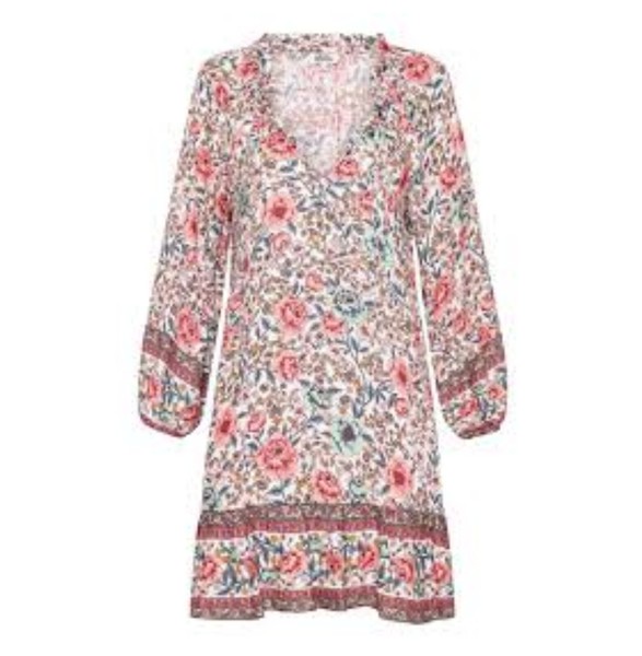 Arnhem Size 10 Women's Dress 'Juliette Ivory Rose' Boho Floral Balloon Tunic