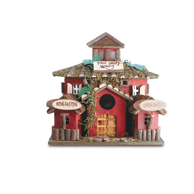 Cottage Wine Bar Tasting Winery Vineyard Wood Fairy Garden Birdhouse - NEW