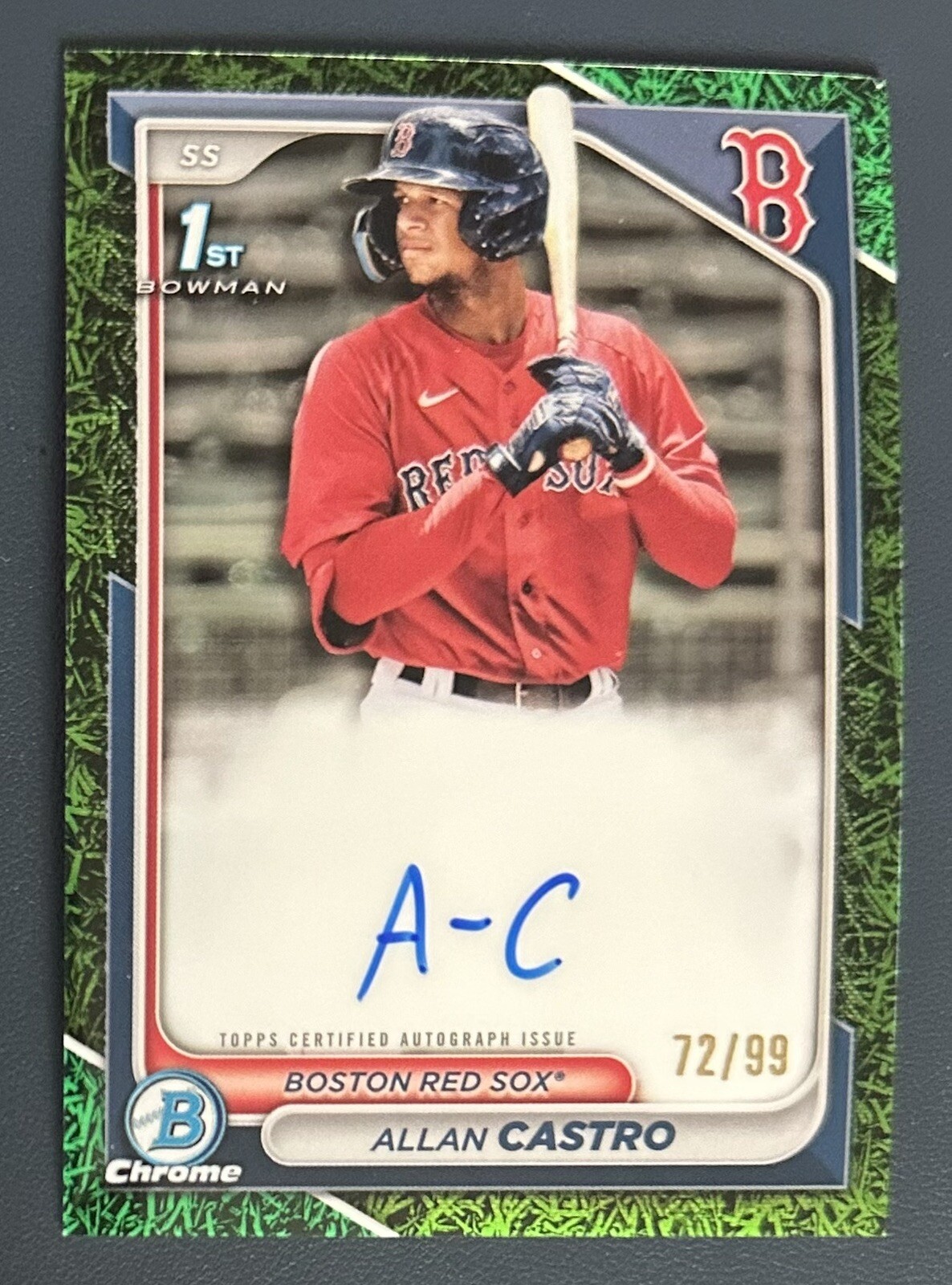 2024 Bowman 1st Chrome Autographs  - Allan Castro - Green Grass Refractor  - /99