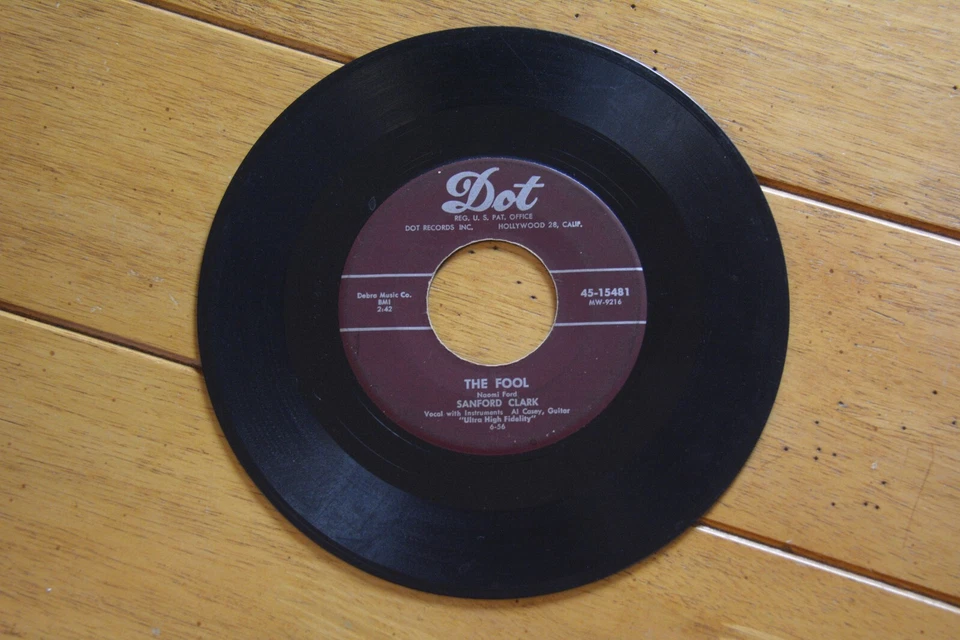 SANFORD CLARK "LONESOME FOR A LETTER / THE FOOL" 45 RPM 7" RECORD DOT [4B3-30] Foto 2 de 4