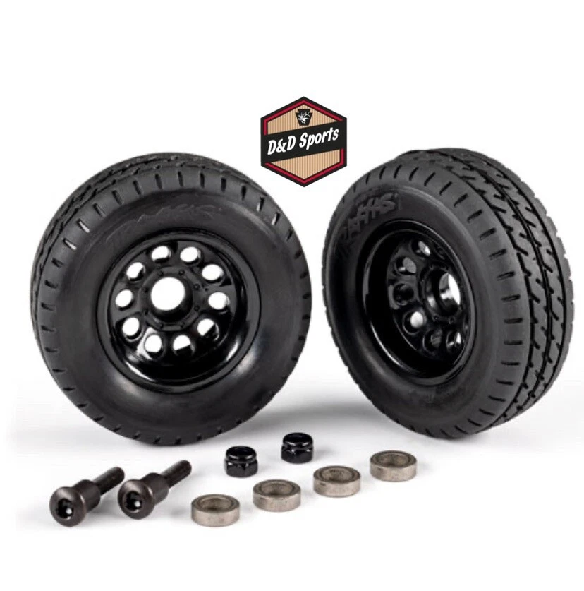 Traxxas 9797 - Trailer wheels (2)/ tires (2)/ mounting hardware, Unassembled - Image 1 of 1