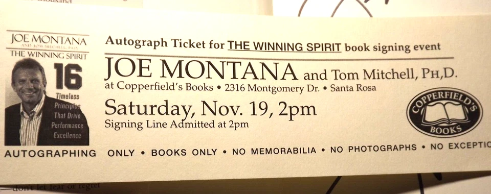 Joe Montana SIGNED The Winning Spirit #16 SF 49ers (2005) HC.DJ. 1st. Signed Ed - Image 3 of 4