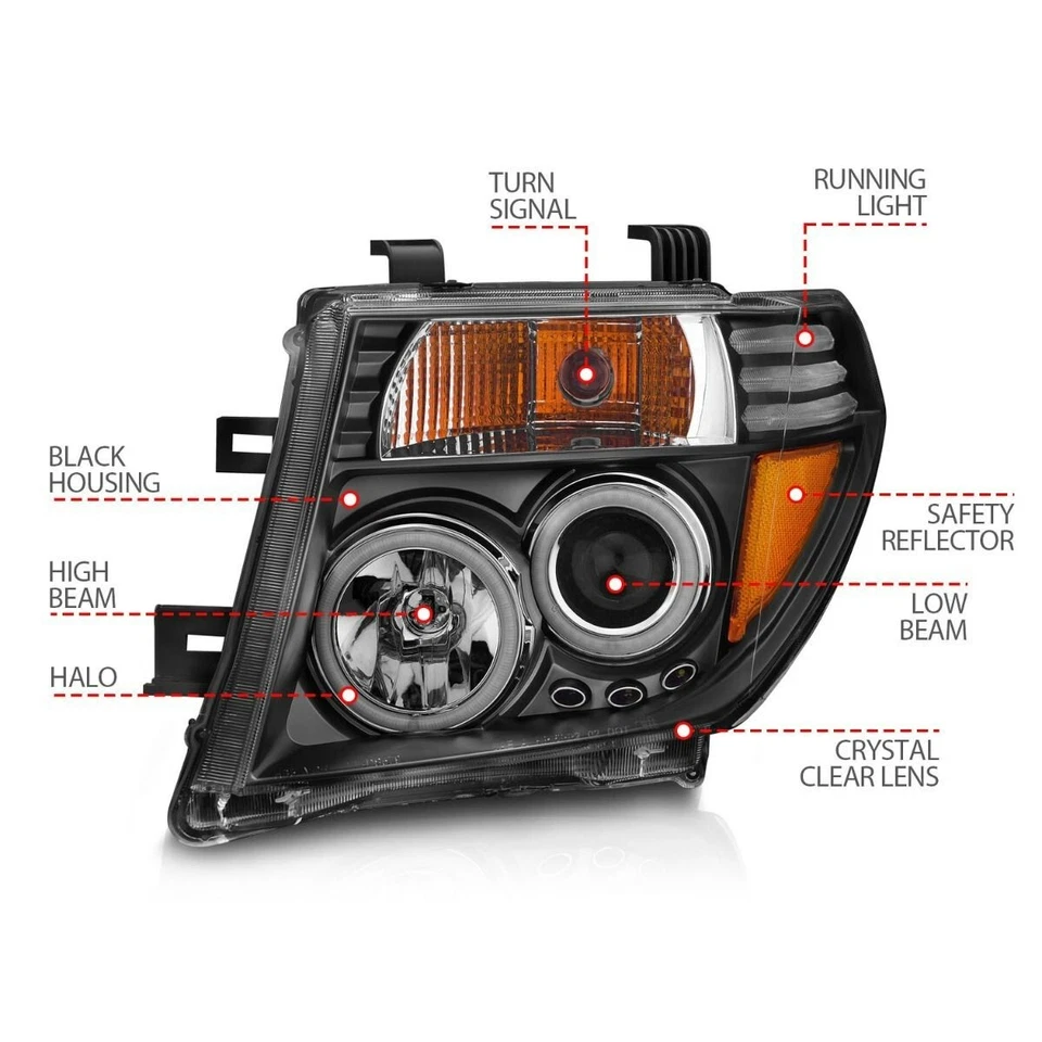 Faros proyectores Anzo negros transparentes para Nissan Frontier/Pathfinder 2005-07 Foto 2 de 4