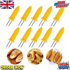 10Pcs CORN HOLDERS Stainless Steel Corn On The Cob Skewers BBQ Prongs Forks UK