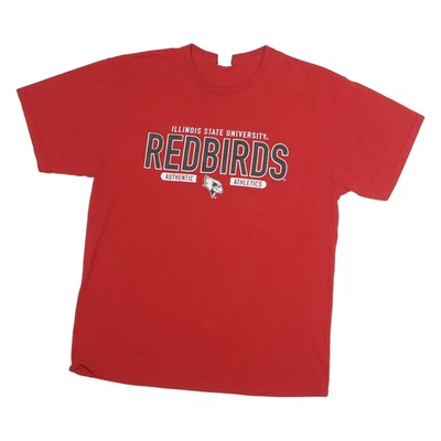 JERZEES Rouge pour Hommes Illinois État University Redbirds T-Shirt L Court Col - Photo 1/4