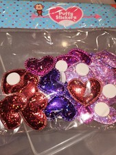 New 24 Count Puffy Stickers Metallic Hearts