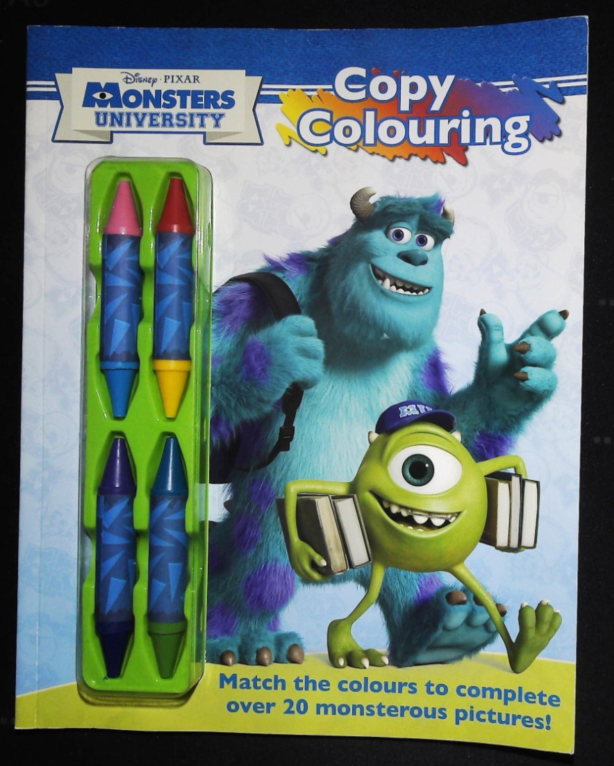 Monsters University Copy Colouring Book NEW A4 with Crayons - 20 Pictures