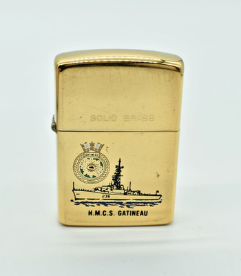 Zippo- H.M.C.S GATINEAU SOLID BRASS LIGHTER, 1988, NEW, Niagara Falls, Navy Ship