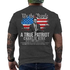 Charlie Kirk Shirt, True Patriot 1993-2025 Rip Memorial American Flag ON BACK