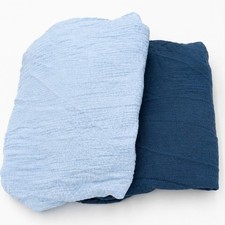 Mini Crib Fitted Sheets 2 Pack Unnivoll Cotton Muslin Blue Open Package