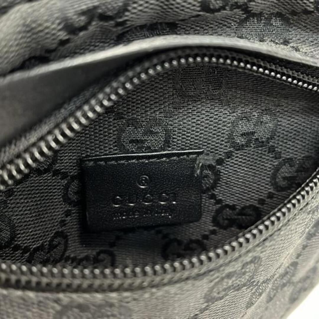 GUCCI Waist Pouch GG Pattern Black Leather Used 16.5cm x 29cm thumbnail 8