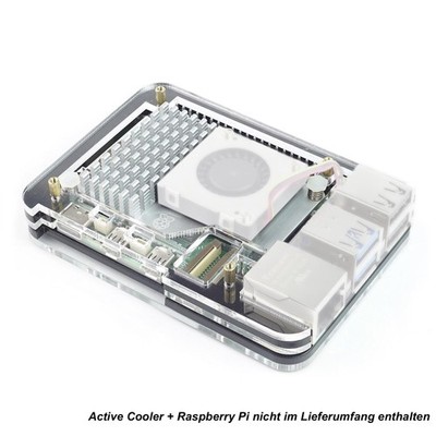 Slim Acryl Gehäuse für Raspberry Pi 5 + Active Cooler, stackable