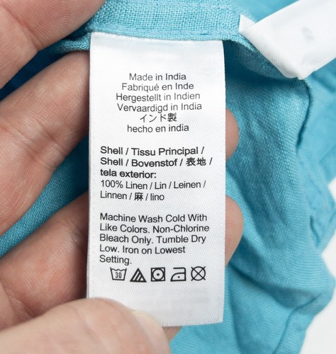 J. Crew Baird McNutt Linen Shirt Men's XL Slim Fit Aqua Blue Button-Down Irish - Picture 5 of 12