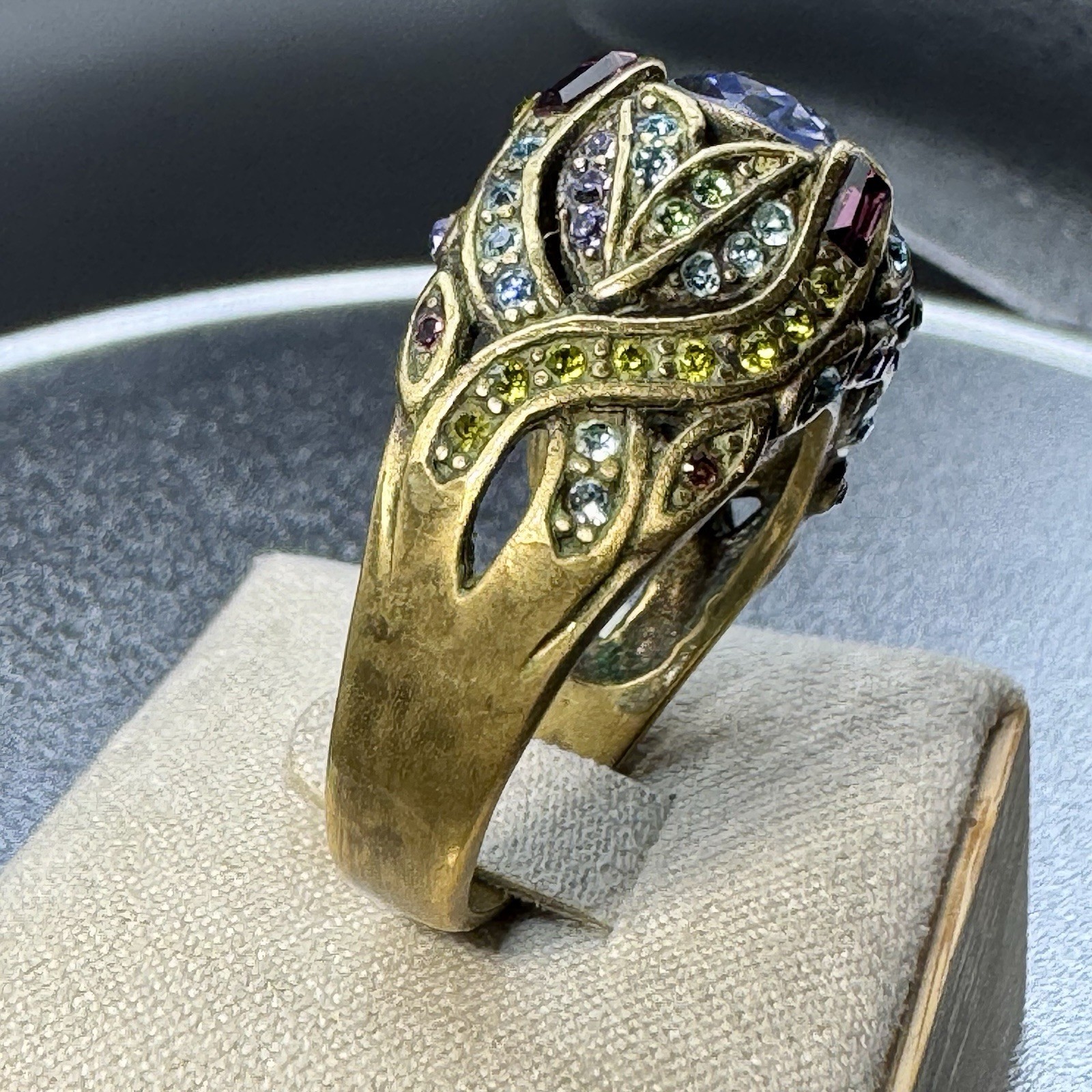 Heidi Daus Statement Ring Goldtone Multi Crystal … - image 12