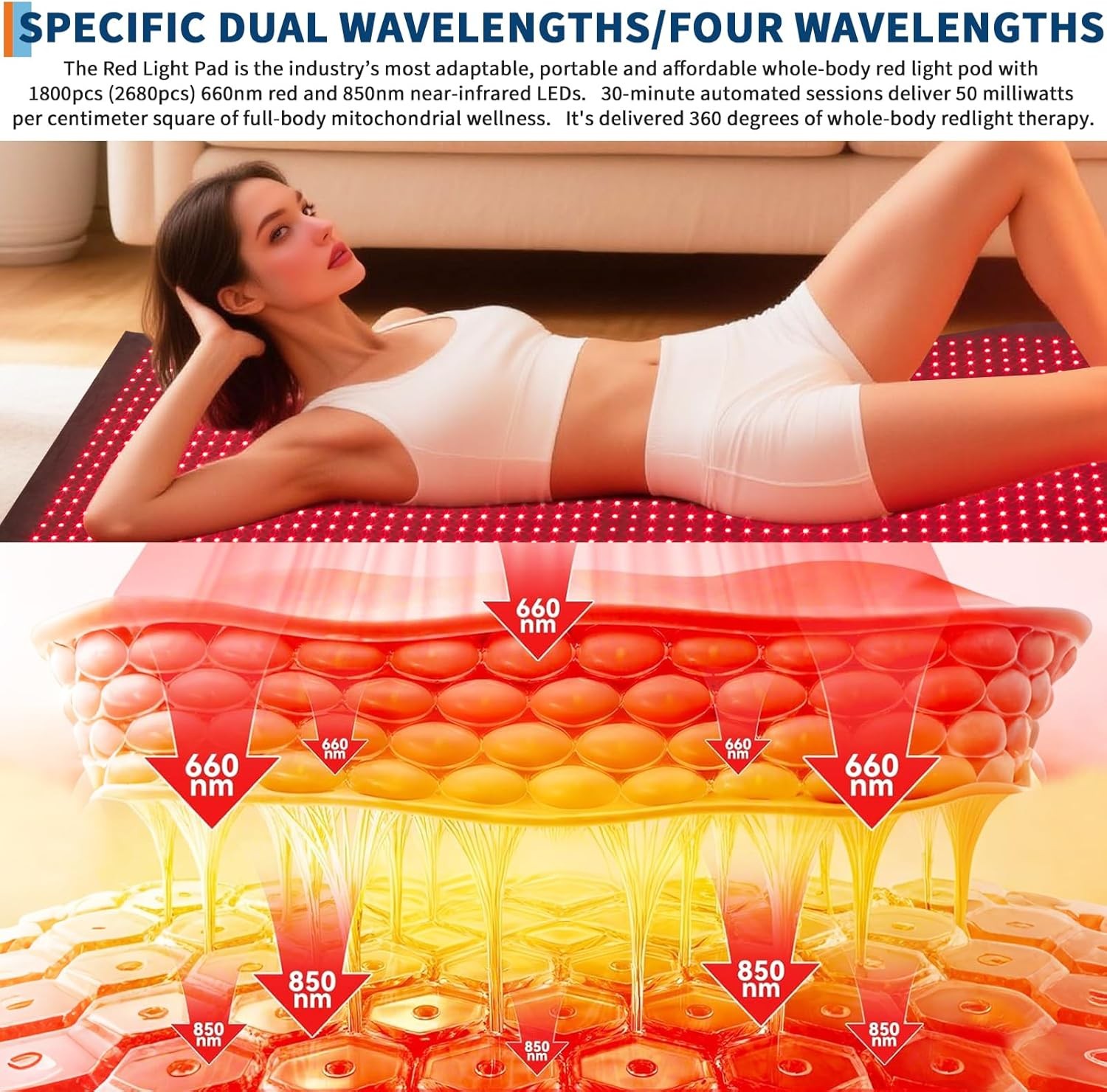 Red Light Therapy Mat 2680LEDs Full Body Infrared Light Blanket for Pain Relief