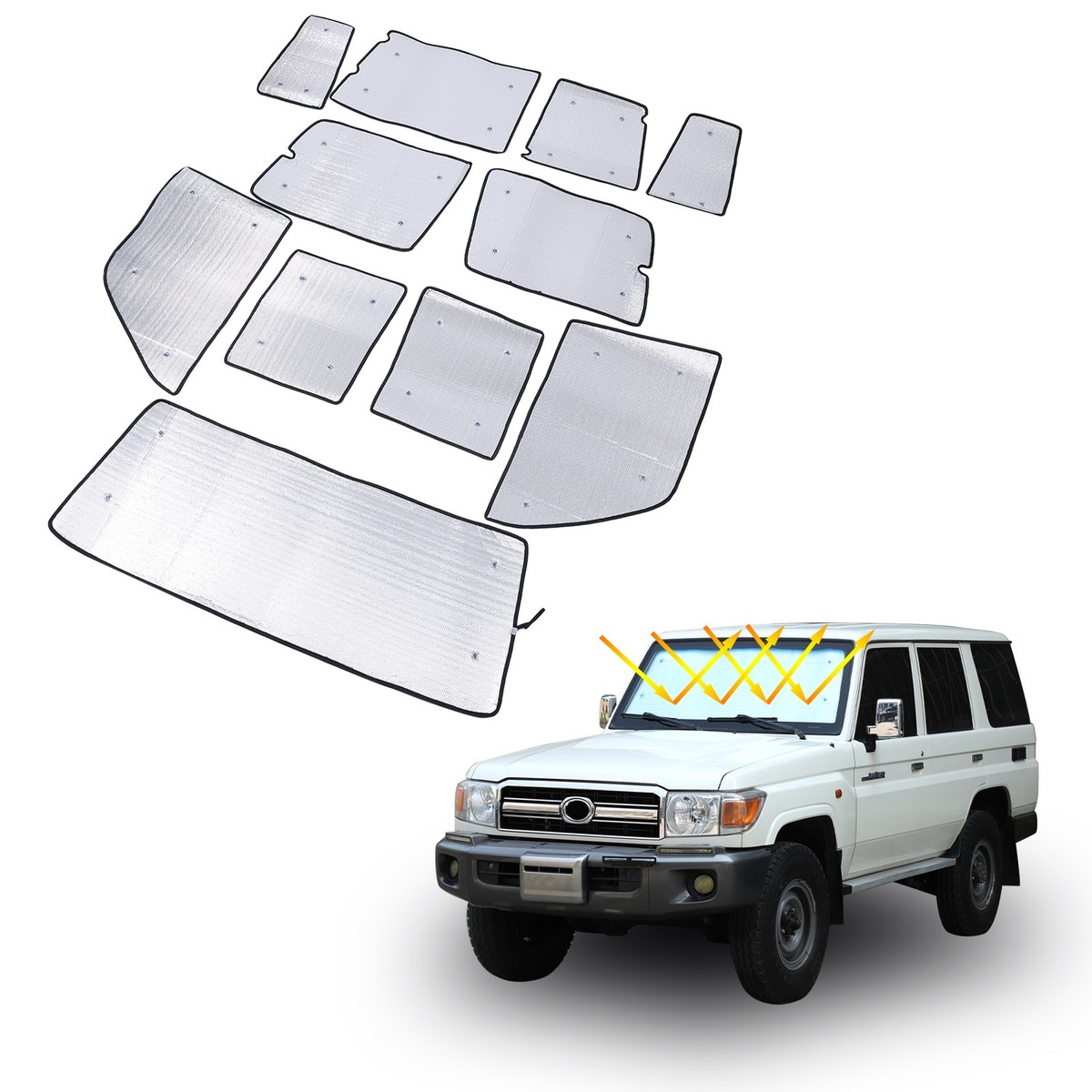 Full Glass Sunshade Kit Privacy Sunvisor For Toyota Land Cruiser