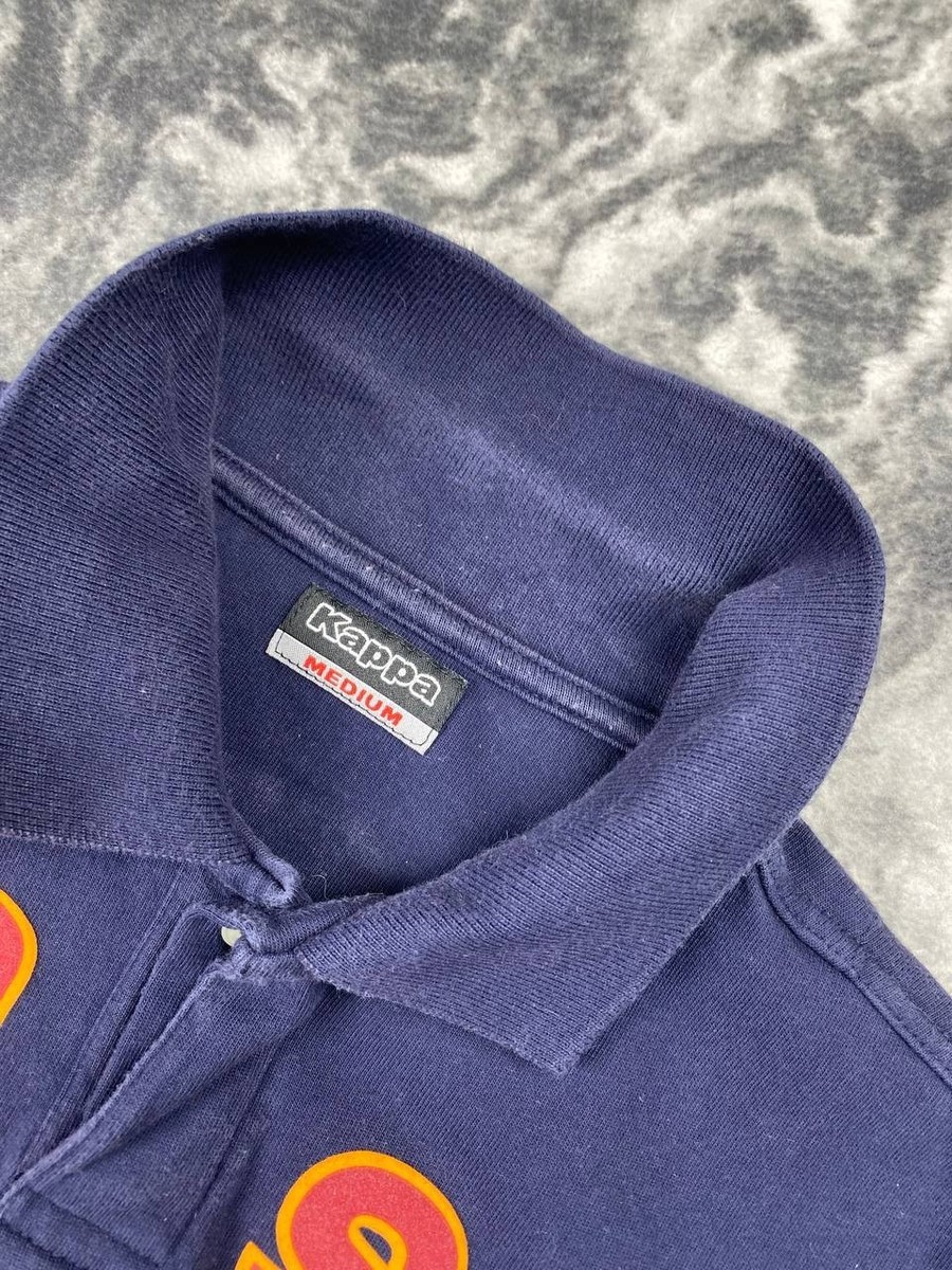 Vintage Kappa AS Roma Football Soccer Polo Shirt Men Size M Blue