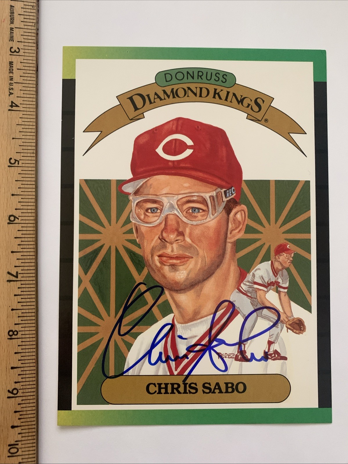 Chris Sabo, SIGNED 1989 Donruss Super Diamond Kings 5x7 #4, Cincinnati Reds
