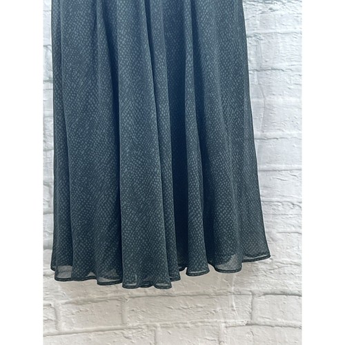 Eileen Fisher Silk Midi Shift Dress Size XS Graphite Grey & Green Chiffon Halter - Picture 4 of 15