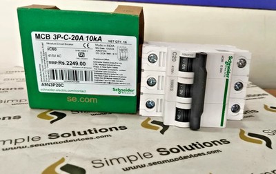 3PCS LOT-Schneider A9N3P20C MCB 20A TP C-Curve ACTI9 10kA-NEW
