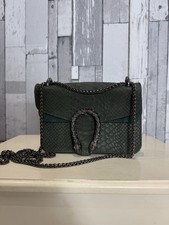 Borsa in pelle bellissima borsa a tracolla in pelle italiana verde stampa serpente catena