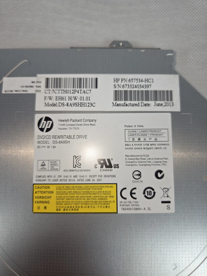 HP DS-8A9SH DVD-RW Writer 8X SATA Slim 12.7mm Laptop Drive P/N 657534-HC1 - Image 3 of 3