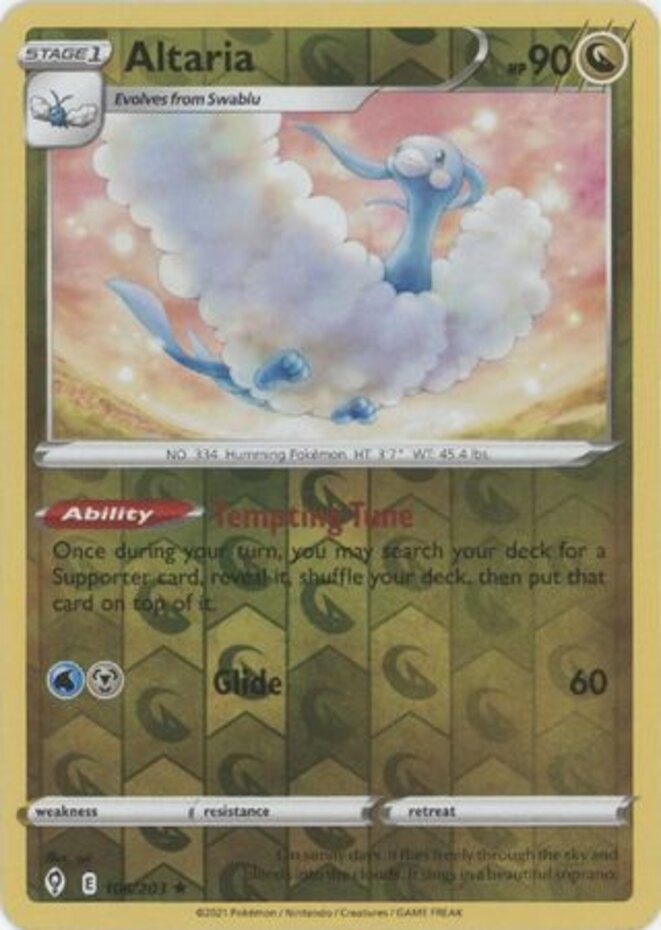 Altaria - 106/203 - Rare - Reverse Holo (Near Mint) Evolving Skies - Dragon Poké