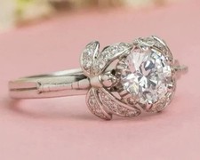 1.18Ct Round Cut Lab Created Diamond 14k White Gold FN Wedding Engagement Ring