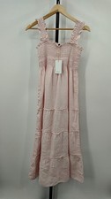 Quince Women's 100% European Linen Smocked Midi Dress Pale Pink Dress M