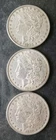 Lot of Three 1880 $1 Morgan Silver Dollars