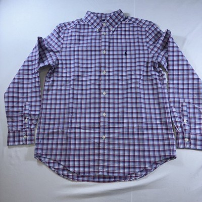 Polo Ralph Lauren Cotton Oxford Plaid Button Down Short Youth Size XL