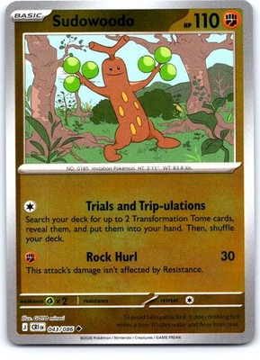 Sudowoodo 043/086 Uncommon Chaos Rising Pokemon Reverse Holo Near Mint