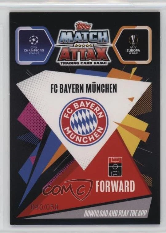 2020 Chrome Match Attax UCL Hat-Trick Hero Gold Refractor /50 Robert Lewandowski - Image 2 of 2