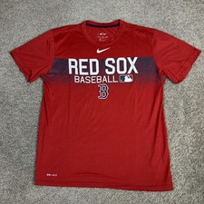 Boston Red Sox Shirt Mens L Red MLB Baseball Nike Dri-FIT Crewneck Performance