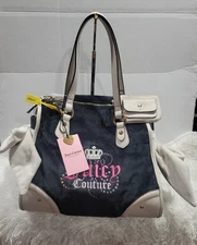 Juicy Couture Dreamy Juicy Tote W/ Bows Liquorice/Crystal Crown New Exclusive 