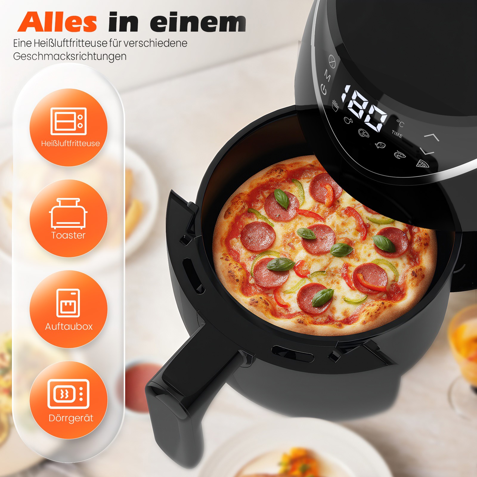 Friggitrice ad Aria Calda OYAJIA 2,8 L con Display Touch foto 4