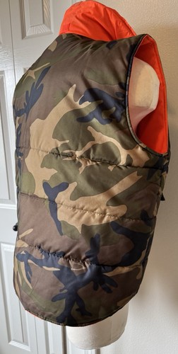 Vtg Winchester Conceal Trebark Camo Blaze Orange Reversible Hunting Vest 2XL - Picture 3 of 10