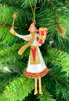 Baumschmuck Engel In Weiß-Rotem Glitzer-Kleid Mit Herz Stern Und Geschenk 15Cm