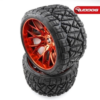 Sweep Land Crusher all terrain Belted tire Red wheels 1/2 offset (146mm Diameter