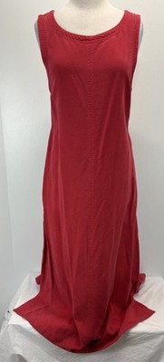 Vtg David Dart Maxi Jumper Dress Women s L? Red 90s Tie Back Modest Teacher