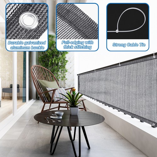 3'x16' Balcone Privacy Schermo,Protezione Parapetti 90% (Scuro Grigio) - Foto 4 di 8